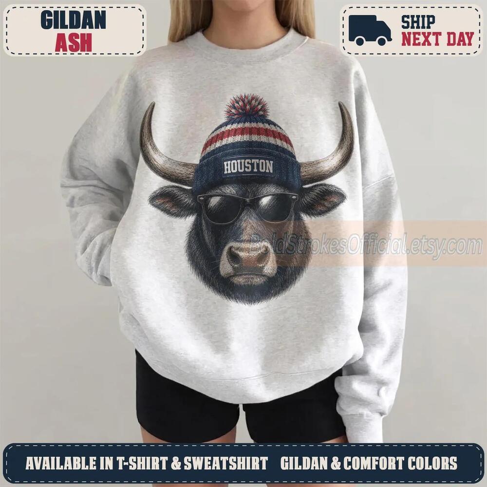 Houston Game Day 90s Retro Mascot Oversized Sweatshirt Htx02